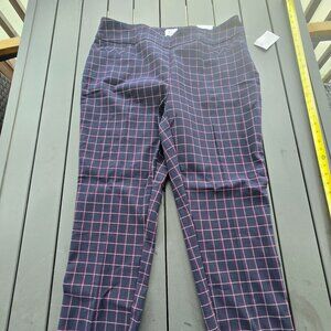 Kim Rogers NWT Millennium Tummy Control Navy Windowpane Plaid Pants Sz 18W